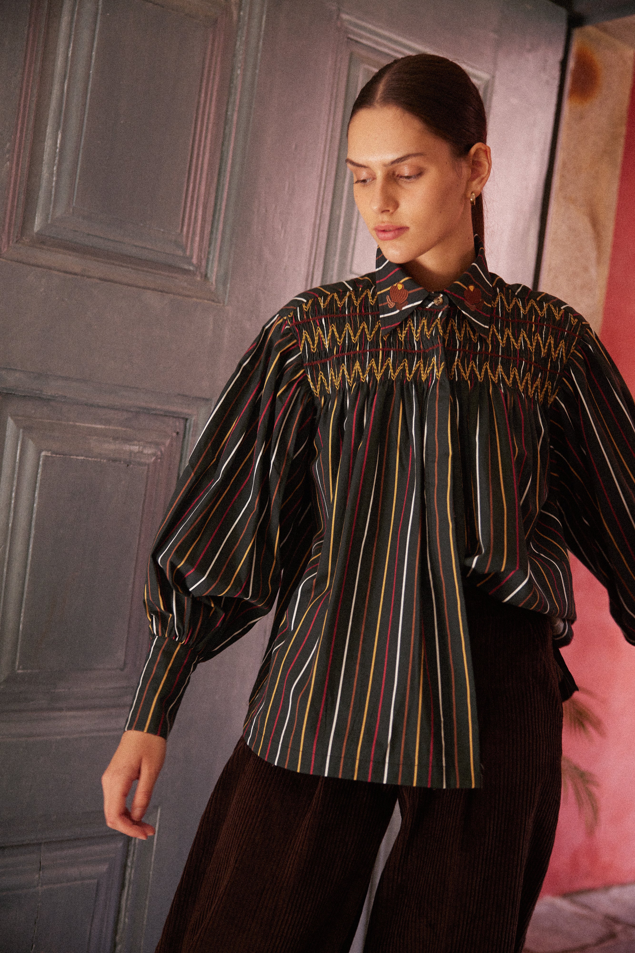 Camelia Stripes Green Shirt - Image 5