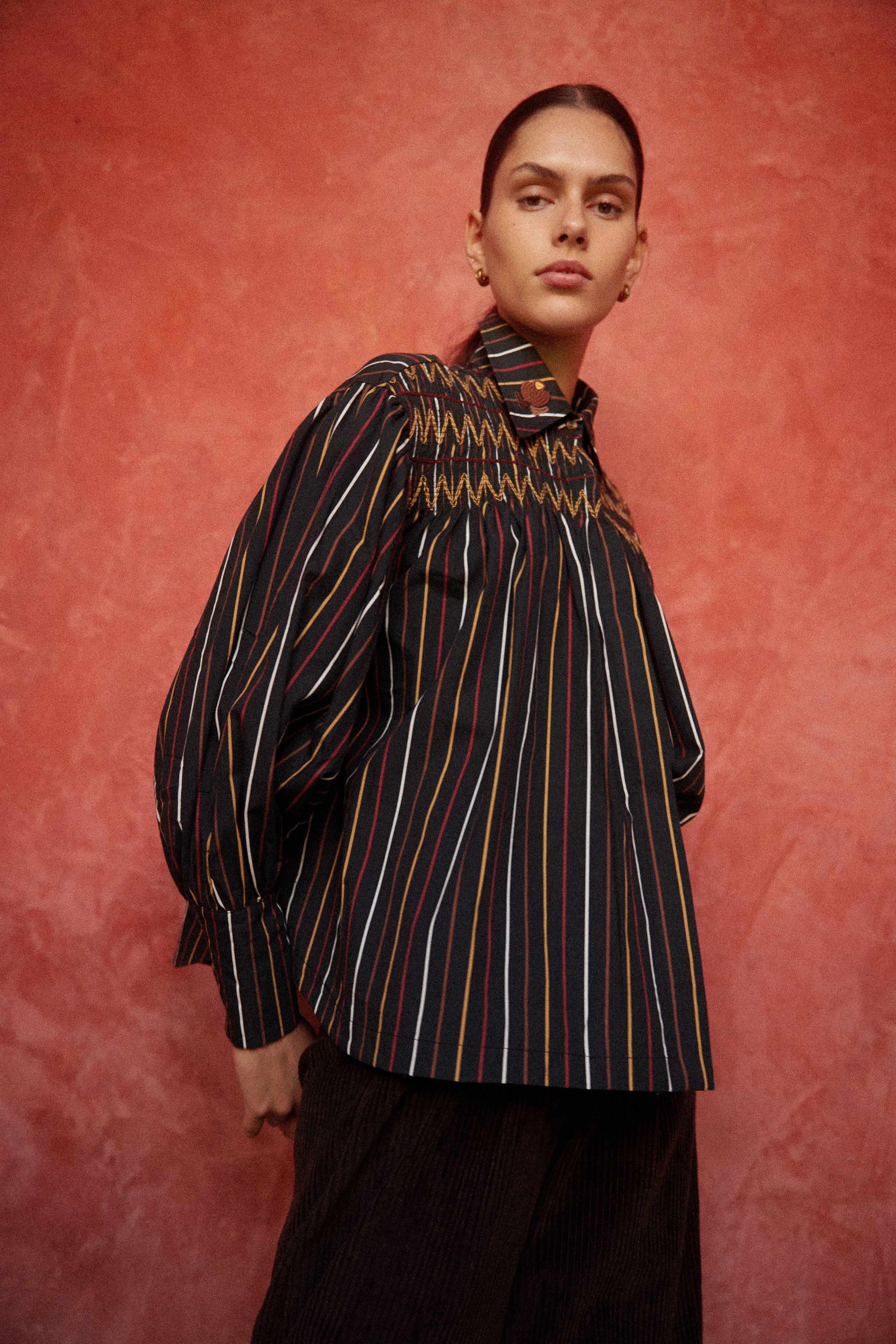 Camelia Stripes Green Shirt - Image 6
